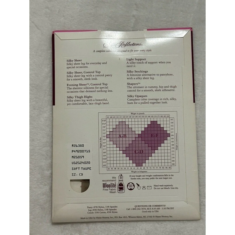 Lot Of 8 Size CD Hanes Varied Pantyhose Silk Reflection Control Top Sheer Toe